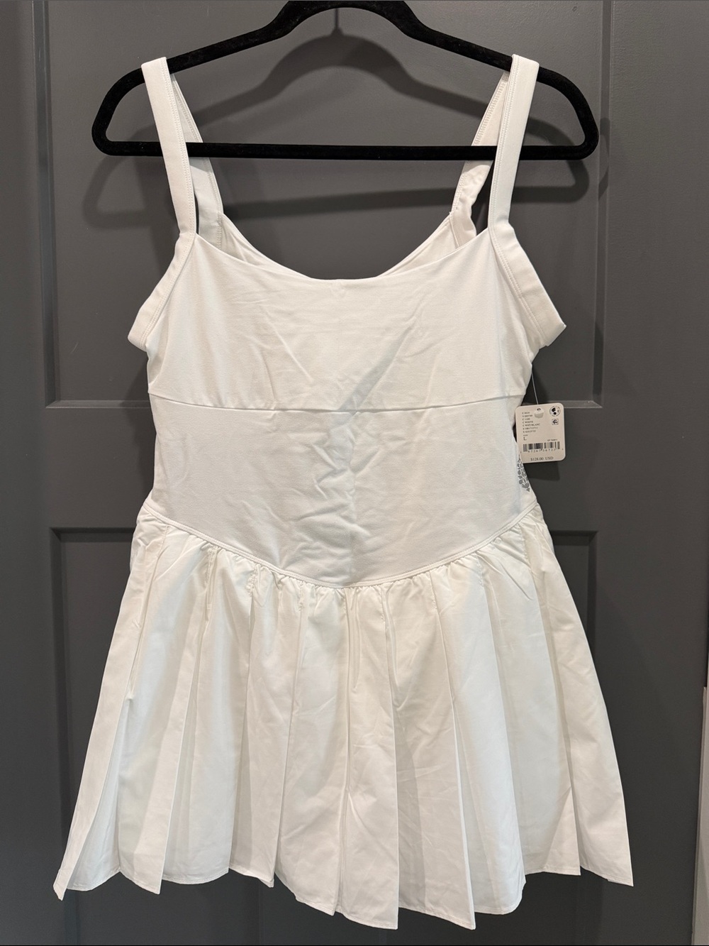 FP White Pleated Athletic Tank Dress